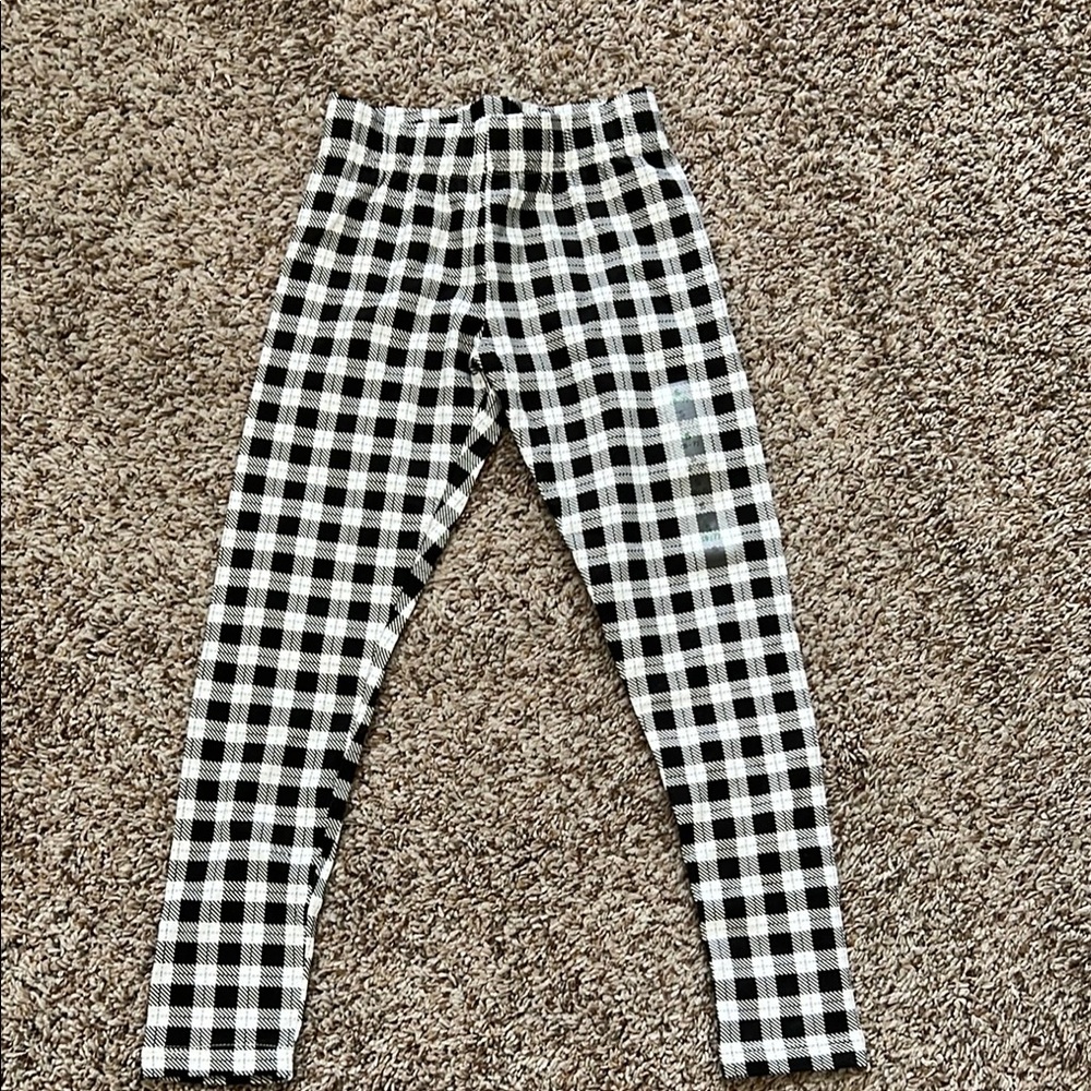 Kids Black and White Checkered Leggings